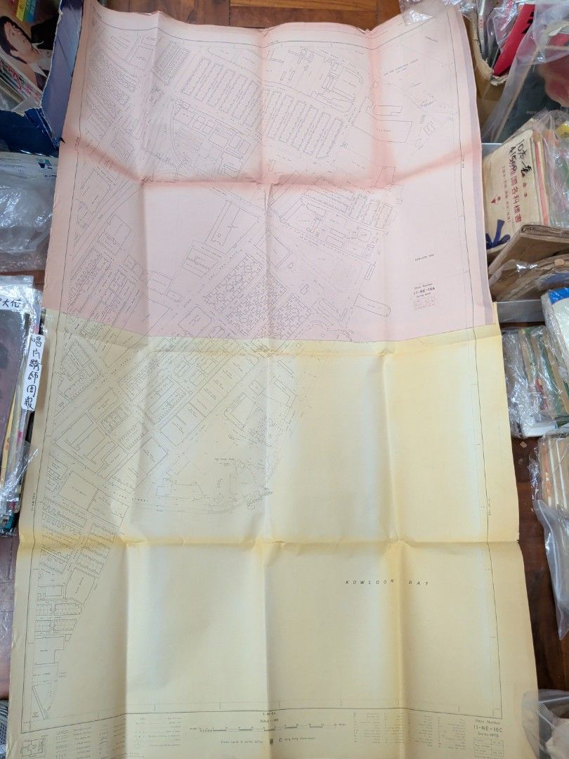 1980年 九龍城土瓜灣馬頭圍 兩幅合拼 政府地政地圖 1：1000 80年代香港舊地圖