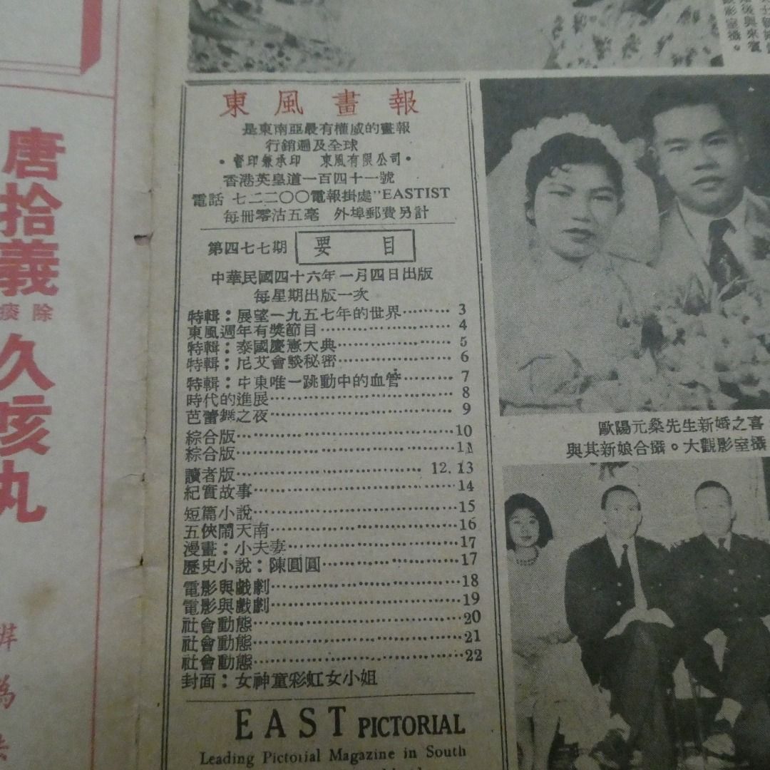 《東風畫報》477期 50年代香港雜誌 彩虹女 侯王廟歷史